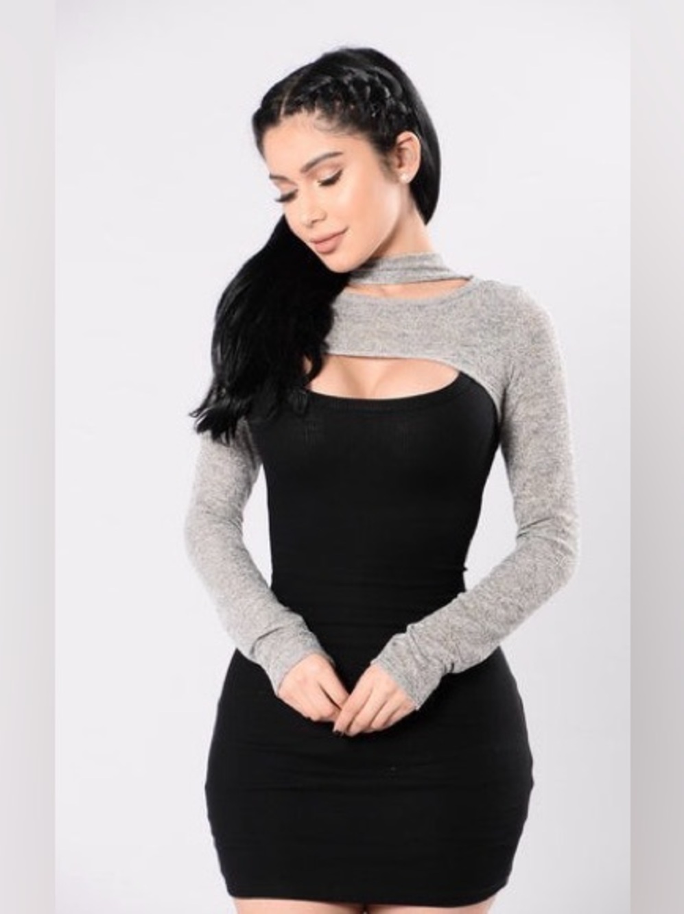 Fashion Nova Heather Gray Knit Bolero